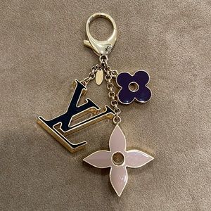 Louis Vuitton Bag Charm Fleur De Monogram M67119 Pre-Owned Black, Purple & Tan